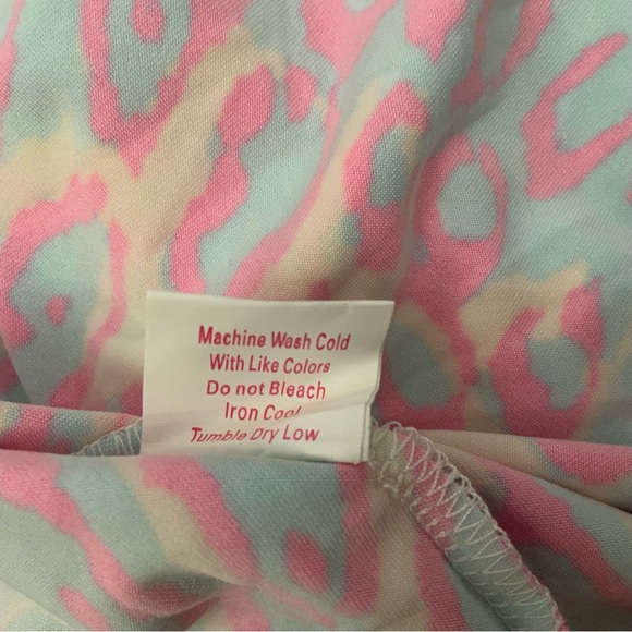 JB by Julie Brown Pink & Blue Lizzy Meow Leopard Print Wrap Dress XS New W/Tags - Picture 12 of 16